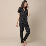 Women Black Printed Night suit